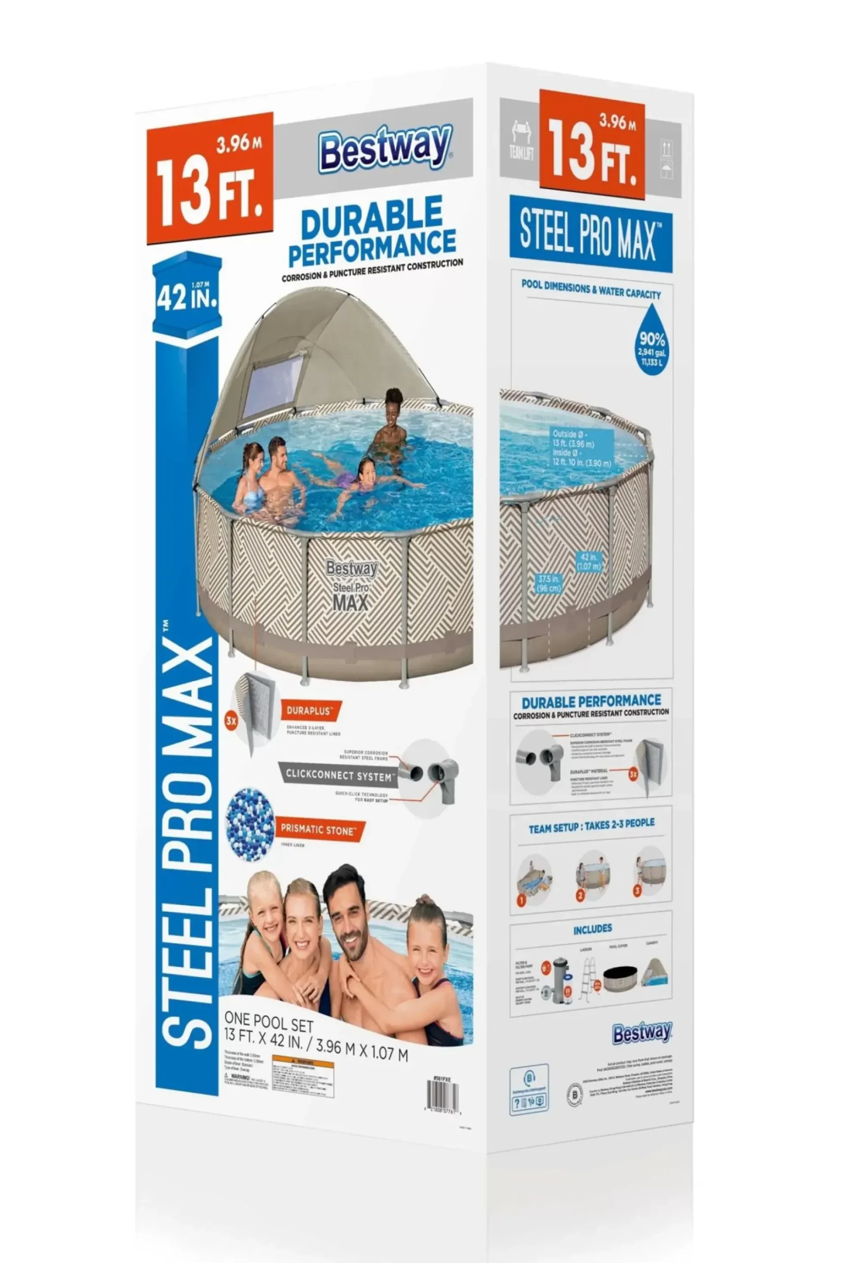 Bestway Steel Pro Max Pools< Steel Pro Max 13' X 42 Round Above Ground Pool Set With Canopy