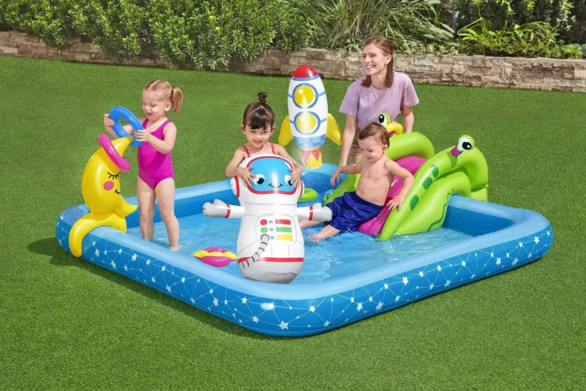 Bestway Kiddie Pools<H2Ogo! Little Astronaut Square Inflatable Kiddie Pool Play Center With Slide