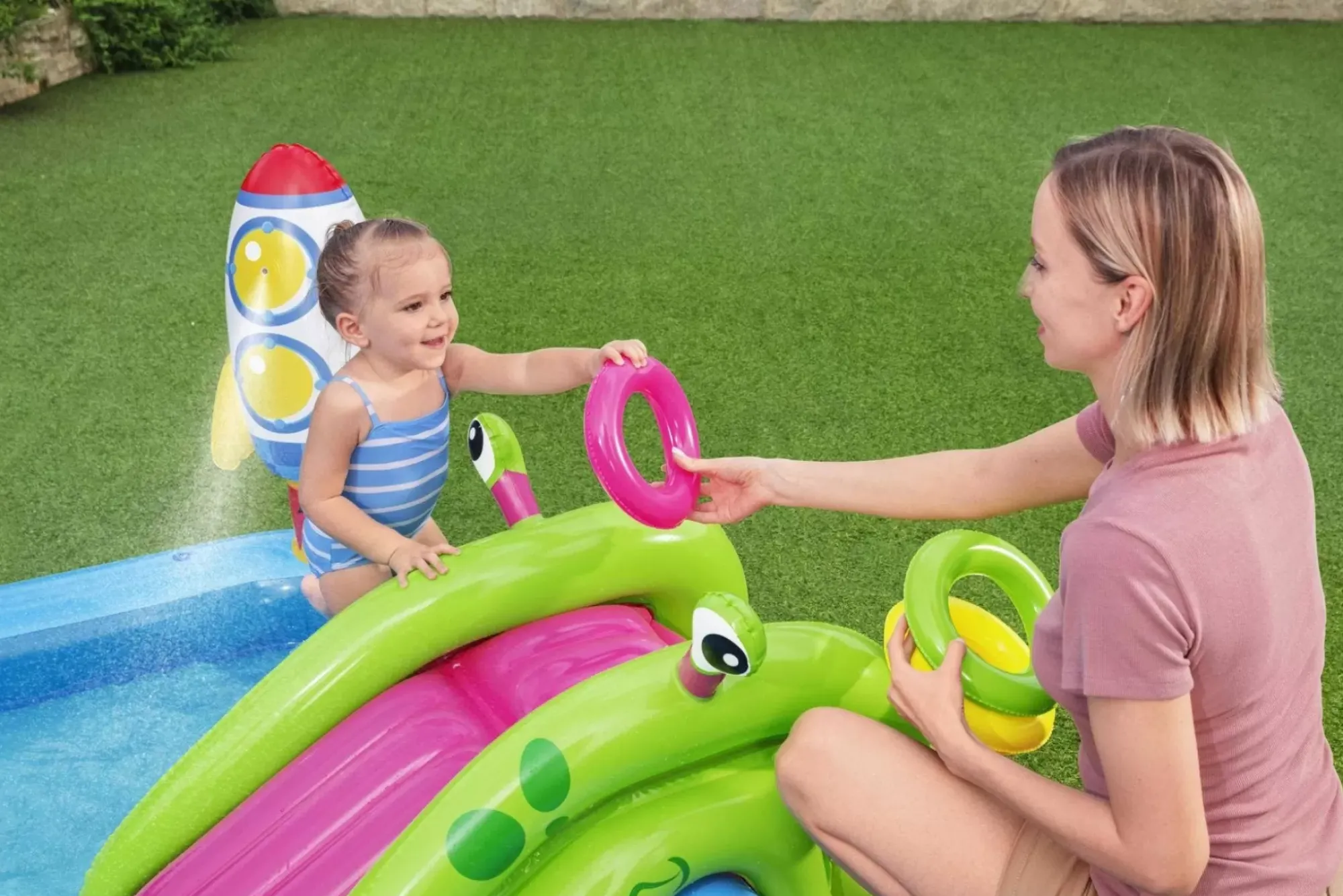 Bestway Kiddie Pools<H2Ogo! Little Astronaut Square Inflatable Kiddie Pool Play Center With Slide